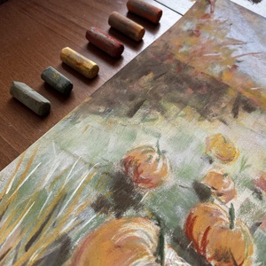 Tökmező -  A/3 -  Pasztellfestmény - művészet - festmény - pasztell - Meska.hu Tökmező -  A/3 -  Pasztellfestmény - művészet - festmény - pasztell - Meska.hu