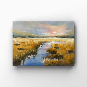 Pasztellfestmény - Lemenő nap - 18x24 cm - Meska.hu