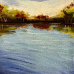 Pasztellfestmény - Nyugalom tava - 16x24cm, Művészet, Festmény, Pasztell, Festészet, Fotó, grafika, rajz, illusztráció, MESKA