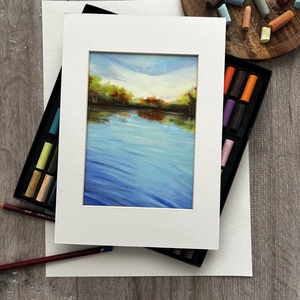 Pasztellfestmény - Nyugalom tava - 16x24cm - művészet - festmény - pasztell - Meska.hu