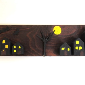 Halloween falu házikó szett festhető - karácsony - adventi díszek - adventi asztaldísz - Meska.hu