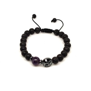 Bazalt életfa karkötő Ametiszt gyönggyel 8 mm, Ékszer, Karkötő, Ásványkarkötő, , MESKA