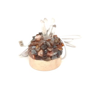 Holdkő hegyikristály félgömb ásvány hangulatlámpa fa talppal 6 cm, Kellékek & szerszámok, Ásvány alapanyag, , MESKA