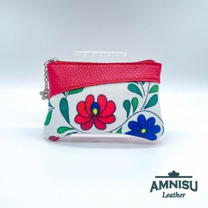 Piros - matyó mintás ívelt egy cipzáras kulcstartó C5017 - táska & tok - kulcstartó & táskadísz - kulcstartó - Meska.hu