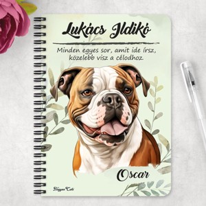 Személyre szabható - Amerikai bulldog portré mintás A5-ös füzet - otthon & életmód - papír, írószer - jegyzetfüzet & napló - Meska.hu