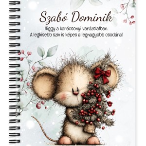 Személyre szabható - Cuki téli kisegér mintás A5-ös füzet, Otthon & Életmód, Papír, írószer, Jegyzetfüzet & Napló, , MESKA