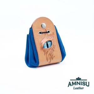 Bézs - kék sárkányszemes bőr 2in1 szütyő és kockatálca - Karen, Játék & Sport, Szerepjáték, , MESKA