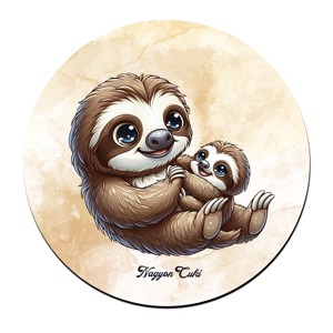 Cuki lajhár Apa és kicsi lajhárja mintás pohár alátét, , , MESKA