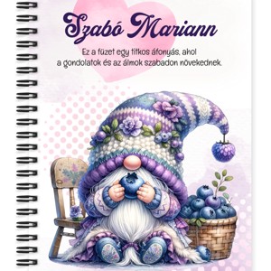 Személyre szabható - Édes Áfonyás manó mintás A6-os füzet, Otthon & Életmód, Papír, írószer, Jegyzetfüzet & Napló, , MESKA