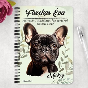 Személyre szabható - Fekete francia bulldog portré mintás A6-os füzet - otthon & életmód - papír, írószer - jegyzetfüzet & napló - Meska.hu