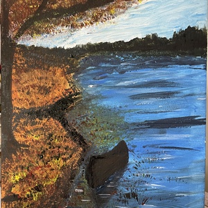 Őszi tópart csónakkal - Meska.hu