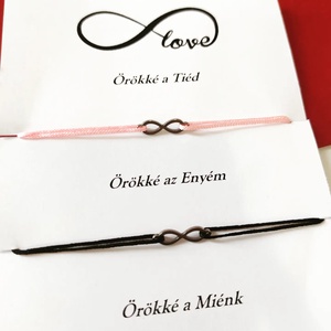 Végtelen jeles páros karkötő , Ékszer, Karkötő, Fonott karkötő, Ékszerkészítés, MESKA