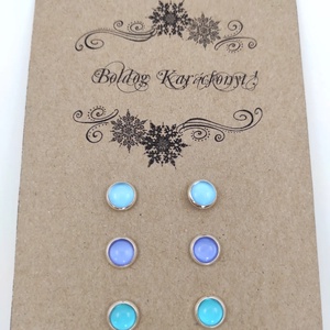 Üveglencsés fülbevaló trió , Ékszer, Fülbevaló, Pötty fülbevaló, Ékszerkészítés, MESKA