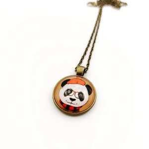 Szemüveges panda üveglencsés nyaklánc , Ékszer, Nyaklánc, Medál, Ékszerkészítés, MESKA