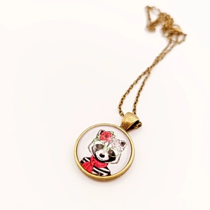 Szemüveges mosómedve üveglencsés nyaklánc , Ékszer, Nyaklánc, Medál, Ékszerkészítés, MESKA