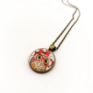 Szemüveges bagoly üveglencsés nyaklánc , Ékszer, Nyaklánc, Medál, Ékszerkészítés, MESKA