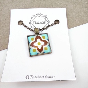 Portugál csempe mintás üveglencsés nyaklánc  - Meska.hu