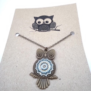 Üveglencsés Baglyas nyaklánc  - Meska.hu