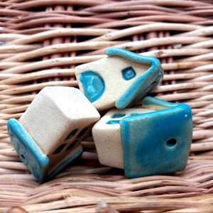 3 db kerámia Meseházikó dekoráció - Modern sorozat, TÜRKIZ -  - Meska.hu