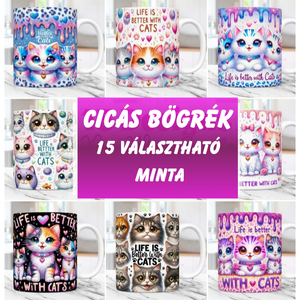 Cicás bögre 11-15 ös minta - Meska.hu