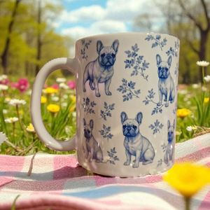 Buldog kutyás bögre blue toile , Otthon & Életmód, Konyhafelszerelés, tálalás, Tálalás, Bögre & Csésze, , MESKA