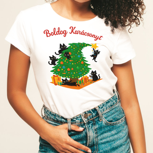 Cicás Karácsonyi vicces póló női, Ruha & Divat, Női ruha, Póló, felső, , MESKA