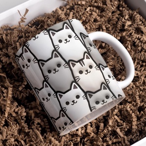 Cicás mintás kerámia bögre � aranyos macskás ajándék bögre, Otthon & Életmód, Konyhafelszerelés, tálalás, Tálalás, Bögre & Csésze, , MESKA