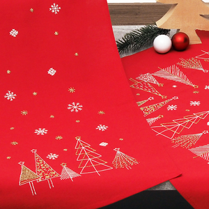 Karácsonyi álom mintás piros asztali futó hímzőkészlet, hímzés, 35 x 95 cm - diy (csináld magad) - egységcsomag - Meska.hu