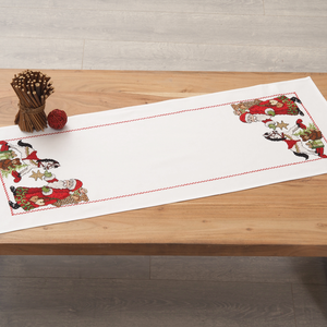 Ajándékozó Télapó mintás asztali futó hímzőkészlet, keresztszemes, 40 x 100 cm - diy (csináld magad) - egységcsomag - Meska.hu