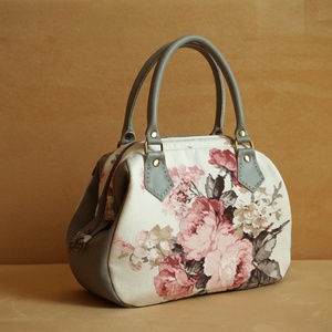 Rózsás szürke nőcis táska - táska & tok - kézitáska & válltáska - kézitáska - Meska.hu