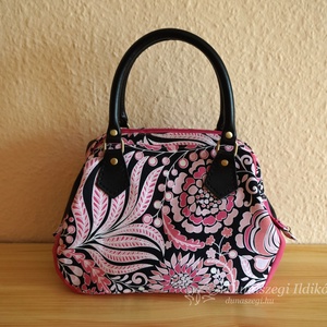 Fekete-rózsaszín nőcis felemás táska  - táska & tok - kézitáska & válltáska - kézitáska - Meska.hu