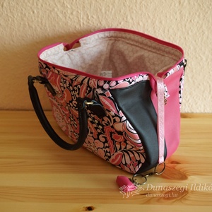 Fekete-rózsaszín nőcis felemás táska  - táska & tok - kézitáska & válltáska - kézitáska - Meska.hu