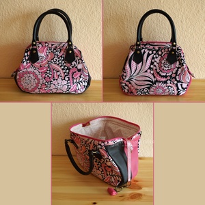 Fekete-rózsaszín nőcis felemás táska  - táska & tok - kézitáska & válltáska - kézitáska - Meska.hu