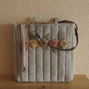 Rózsás világos kiegészítő táska - táska & tok - bevásárlás & shopper táska - shopper, textiltáska, szatyor - Meska.hu