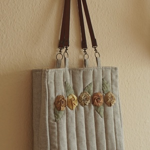 Rózsás világos kiegészítő táska - táska & tok - bevásárlás & shopper táska - shopper, textiltáska, szatyor - Meska.hu