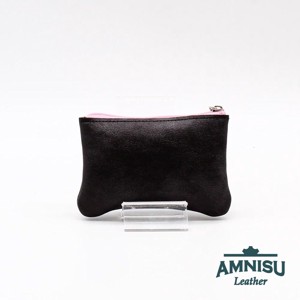 Fényes fekete - metál rózsaszín ívelt egy cipzáras kulcstartó C8006 - táska & tok - kulcstartó & táskadísz - kulcstartó - Meska.hu