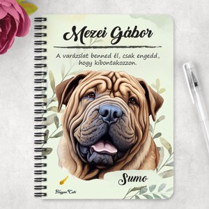 Személyre szabható - Sharpei portré mintás A5-ös füzet - otthon & életmód - papír, írószer - jegyzetfüzet & napló - Meska.hu