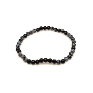 Obszidián hópehely ásvány karkötő golyós 4mm, Ékszer, Karkötő, Ásványkarkötő, , MESKA
