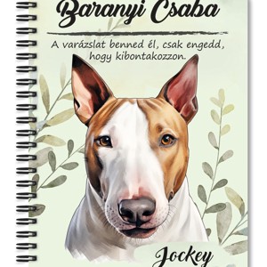 Személyre szabható - Barna Bullterrier portré mintás A5-ös füzet, Otthon & Életmód, Papír, írószer, Jegyzetfüzet & Napló, , MESKA
