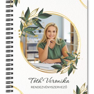 Te vagy a sztár a szakmádban! - Arany zöld leveles mintás, saját fotóval személyre szabható füzet, Otthon & Életmód, Papír, írószer, Jegyzetfüzet & Napló, , MESKA