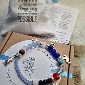 Jézus élete - keresztény történet karkötő-kék-096, Ékszer, Karkötő, Bogyós karkötő, , MESKA