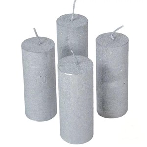 Rusztikus metál henger gyertya 40x100mm - ezüst szett, Kellékek & szerszámok, Vegyes alapanyag, Dekorációs gyertya, , MESKA