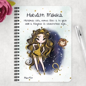 Személyre szabható - Barna hajú Csini Oroszlán lány mintás A5-ös füzet - otthon & életmód - papír, írószer - jegyzetfüzet & napló - Meska.hu