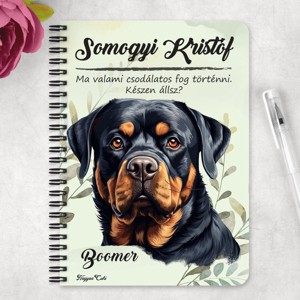 Személyre szabható - Rottweiler portré mintás A5-ös füzet - otthon & életmód - papír, írószer - jegyzetfüzet & napló - Meska.hu