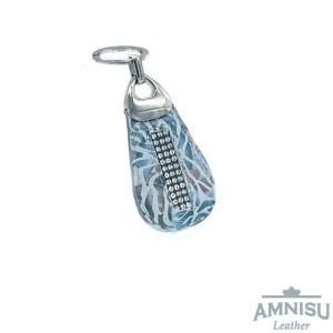 Színes rózsa mintás csepp alakú swarovski köves bőr kulcstartó H3017 - Meska.hu