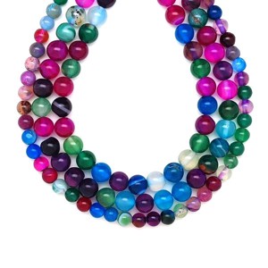 Achát szinezett sávos mix golyó 8mm  ékszerkészítő alapanyag (füzér), Kellékek & szerszámok, Ásvány alapanyag, Ásványfüzér, , MESKA