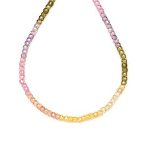 Cirkon faz. mix zöld lila rózsaszín korong 2x3mm  ékszerkészítő alapanyag (füzér), Kellékek & szerszámok, Ásvány alapanyag, Ásványfüzér, , MESKA