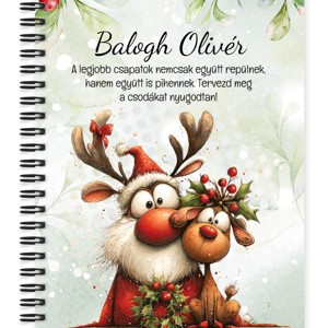 Személyre szabható - Cuki karácsonyi Mikulás és Rudolf mintás A6-os füzet, Otthon & Életmód, Papír, írószer, Jegyzetfüzet & Napló, , MESKA