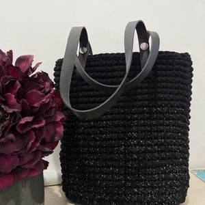 Csillogós fekete válltáska, Táska & Tok, Kézitáska & válltáska, Kézitáska, Horgolás, MESKA