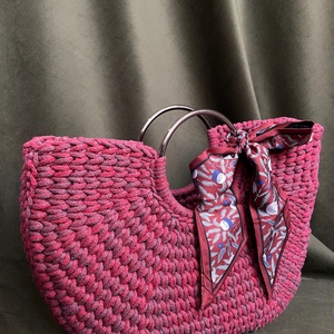 Kosártáska - gránátalma, Táska & Tok, Kézitáska & válltáska, Kézitáska, Horgolás, MESKA